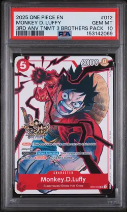 2025 One Piece Monkey D. Luffy #012 3rd Anniv Winner 3 Brothers PSA 10 - Image 1