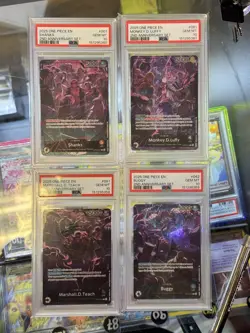 2025 One Piece EN 2nd Anniversary Sequential PSA 10 Set Luffy Shanks Teach Buggy - Image 1