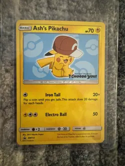 Ash's Pikachu TCG SM113 2017 Promo Card Pokemon 'I Choose You' Movie - Image 1