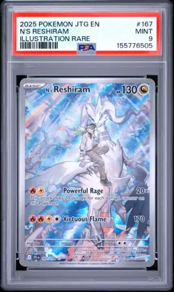 2025 POKEMON JTG EN-JOURNEY TOGETHER 167 N'S RESHIRAM ILLUSTRATION RARE PSA 9 - Image 1