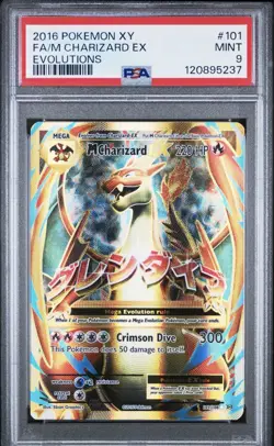 Mega M Charizard EX 101/108 PSA 9 MINT Full Art 2016 Pokemon XY Evolutions - Image 1