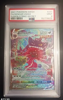 2021 Pokemon SWSH Fusion Strike 271/264 Gengar VMAX Secret Rare PSA 9 - Image 1