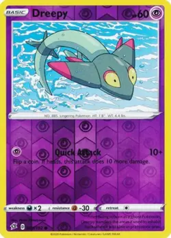 x4 Dreepy - 089/192 - Common - Reverse Holo Pokemon SS02 Rebel Clash M/NM - Image 1