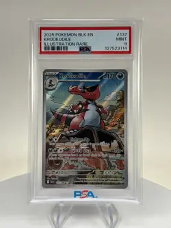 2025 Pokemon Black Bolt BLK En Krookodile Illustration Rare #137 PSA 9 Mint - Image 1
