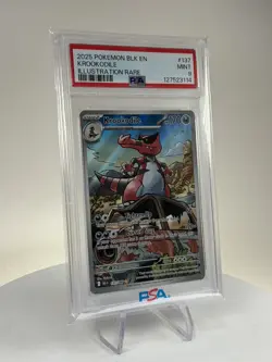 2025 Pokemon Black Bolt BLK En Krookodile Illustration Rare #137 PSA 9 Mint - Image 2