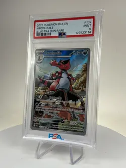 2025 Pokemon Black Bolt BLK En Krookodile Illustration Rare #137 PSA 9 Mint - Image 3