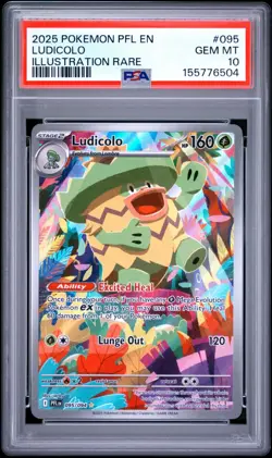 2025 POKEMON PFL EN-PHANTASMAL FLAMES 095 LUDICOLO ILLUSTRATION RARE PSA 10 - Image 1