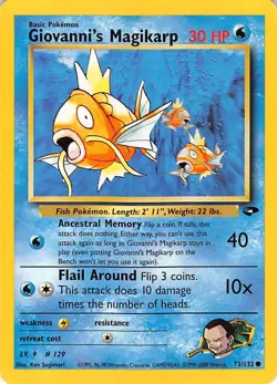 Giovanni's Magikarp 73/132 Common Gym Challenge Pokemon Unlimited Near Mint - Image 1