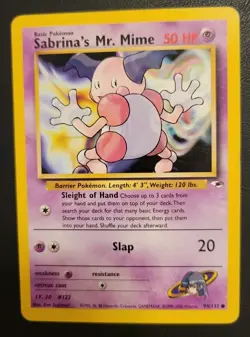 Pokemon Gym Heroes Card 94/132 Sabrina's Mr. Mime - Image 4