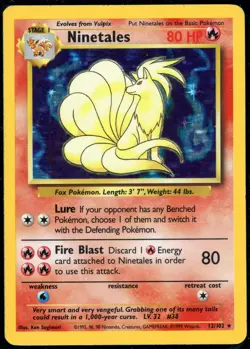 Pokemon TCG Ninetales Base Set Holo Unlimited Rare Card 12/102 WOTC HP - Image 1