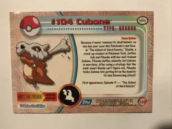 Topps Pokemon Cubone #104 2000 TV Animation Edition Non Holo Blue Logo - Image 2
