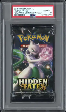 Pokemon Hidden Fates Shiny Mewtwo Foil Booster Pack PSA 10 Gem Mint - Image 1