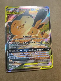 Pokemon Eevee & Snorlax GX Full Art TAG TEAM Promo SM169 Basic Holo 270HP ENG - Image 3