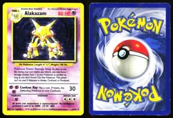 ALAKAZAM 1/102 HOLO HOLO RARE BASE SET UNLIMITED POKEMON HOLO MP - Image 3