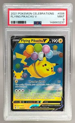 3237 Flying Pikachu V 2021 Pokemon Sword & Shield Celebrations #006 PSA 9 - Image 1