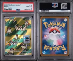 Pokemon SV3 Ruler of the Black Flame JP Pidgey 118/108 AR Holo PSA 10 - Image 3