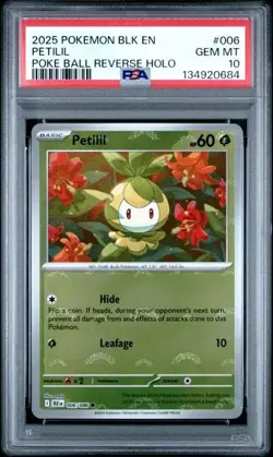 2025 Pokemon BLK EN Petilil PSA 10 GEM Poke Ball Reverse Holo 006/086 - Image 1