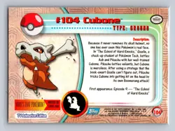 Cubone #104 Topps Trading Cards Series 2 Pokemon Near Mint - Image 2