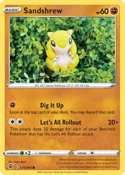 Sandshrew 131/264 Reverse Common Fusion Strike Pokemon Cards - Image 1