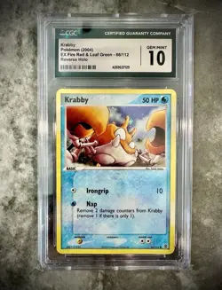 CGC 10 Krabby EX Fire Red & Leaf Green 66/112 Reverse Holo Pokemon Card - Image 1