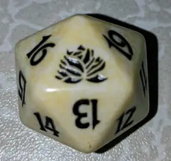 Magic the Gathering - MTG - Spindown Life Counter - Black Lotus Ivory & Teal D20 - Image 1