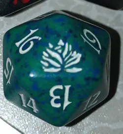 Magic the Gathering - MTG - Spindown Life Counter - Black Lotus Ivory & Teal D20 - Image 2