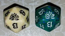 Magic the Gathering - MTG - Spindown Life Counter - Black Lotus Ivory & Teal D20 - Image 3