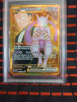 Pokemon Destined Rivals Gold Team Rockets Mewtwo EX Hyper Rare 240/182 PSA 9 - Image 1