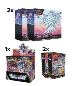 Pokemon Center Chaos Rising 2x PKC ETB, 2x Bundle, 1x Booster Box IN HAND - Image 1