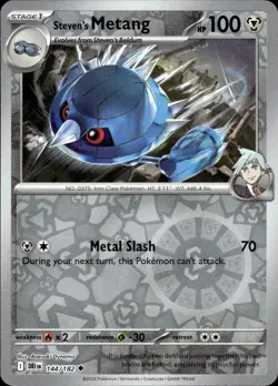 Steven's Metang 144/182 Uncommon Destined Rivals Pokemon Reverse Holo Near Mint - Image 1