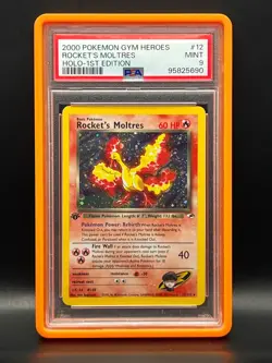 2000 Pokemon 1st Edition Gym Heroes WOTC- Rocket's Moltres #12 Holo Rare- PSA 9 - Image 1