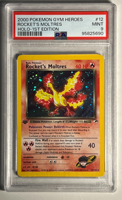 2000 Pokemon 1st Edition Gym Heroes WOTC- Rocket's Moltres #12 Holo Rare- PSA 9 - Image 2