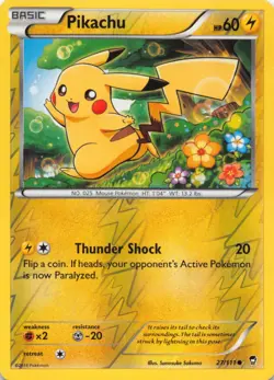 Pikachu 27/111 Common Furious Fists Pokemon Reverse Holo Lightly Played - Image 1