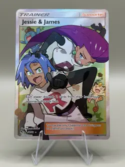Pokemon TCG Full Art Trainer Holo Card Jessie and James 68/68 Hidden Fates Mint - Image 1