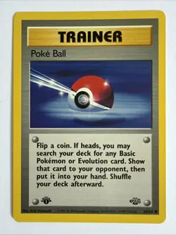 Poke Ball Trainer 64/64 Jungle 1st Edition Pokemon NM Card Keiji Kinebuchi Art - Image 1