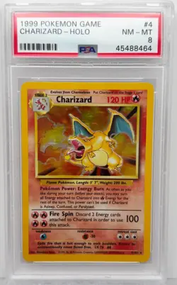Pokemon TCG Charizard Base Set Holo Unlimited Rare Card 4/102 PSA 8 - Image 1