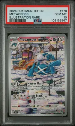 Pokemon Metagross 178/162 PSA 10 Gem Mint Temporal Forces Illustration Rare 2024 - Image 1
