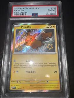 Pokemon Pikachu 131/091 SV Paldean Fates Shiny Holo Rare 2024 PSA 8 - Image 1