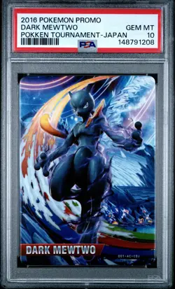 2016 POKEMON PROMO POKKEN TOURNAMENT JAPAN DARK MEWTWO PSA 10 - Image 1