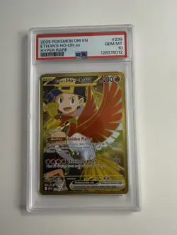 ETHANS HO OH POKEMON HOLO HYPER RARE GOLD DESTINED RIVALS PSA 10 GEM MT 239/182 - Image 1