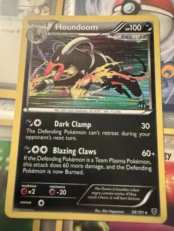 Pokemon TCG Houndoom 56/101 Plasma Blast Holo Rare Reverse Holo Lightly Played - Image 1
