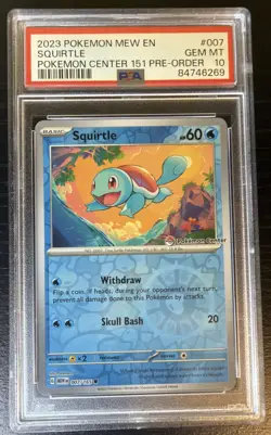 2023 Pokemon Squirtle Pokemon Center Stamped 151 Promo PSA 10 #007 RARE Holo - Image 1