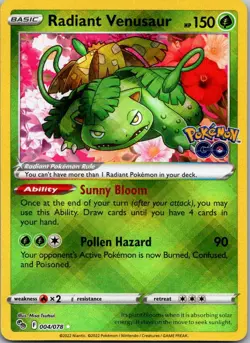 Radiant Venusaur Holo Radiant Rare Pokemon GO 004/078 NM - Image 1
