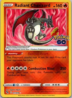 Radiant Charizard Holo Radiant Rare Pokemon GO 011/078 NM - Image 1