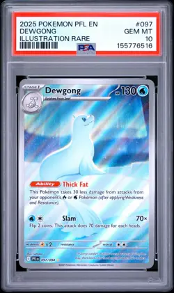 2025 POKEMON PFL EN-PHANTASMAL FLAMES 097 DEWGONG ILLUSTRATION RARE PSA 10 - Image 1