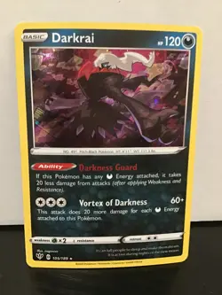 Darkrai Cosmos Holo 105/189 Pokemon Darkness Ablaze [Mew Tail Swirl Top Right] - Image 1