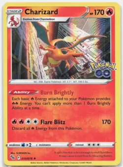 Charizard Holo Rare Pokemon GO PGO Fire Holo 010/078 2022 NM - Image 1