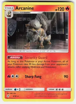 Arcanine 6/18 Rare Detective Pikachu Pokemon Holo Lightly Played - Image 2