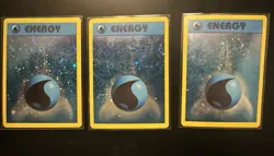 3x Water Energy Reverse Holo Pokemon TCG Vintage WoTC Double Swirl LP - Image 1