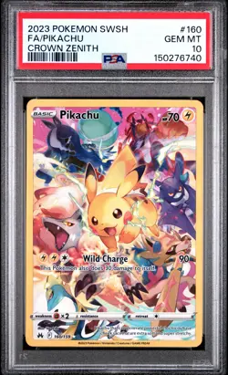 2023 POKEMON SWORD & SHIELD CROWN ZENITH #160 FULL ART/PIKACHU PSA 10 - Image 1